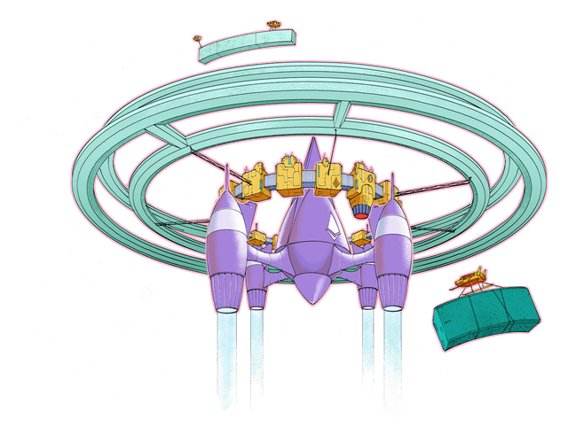 Illustration of a spaceship representing the increased power after Ethereum upgrades.