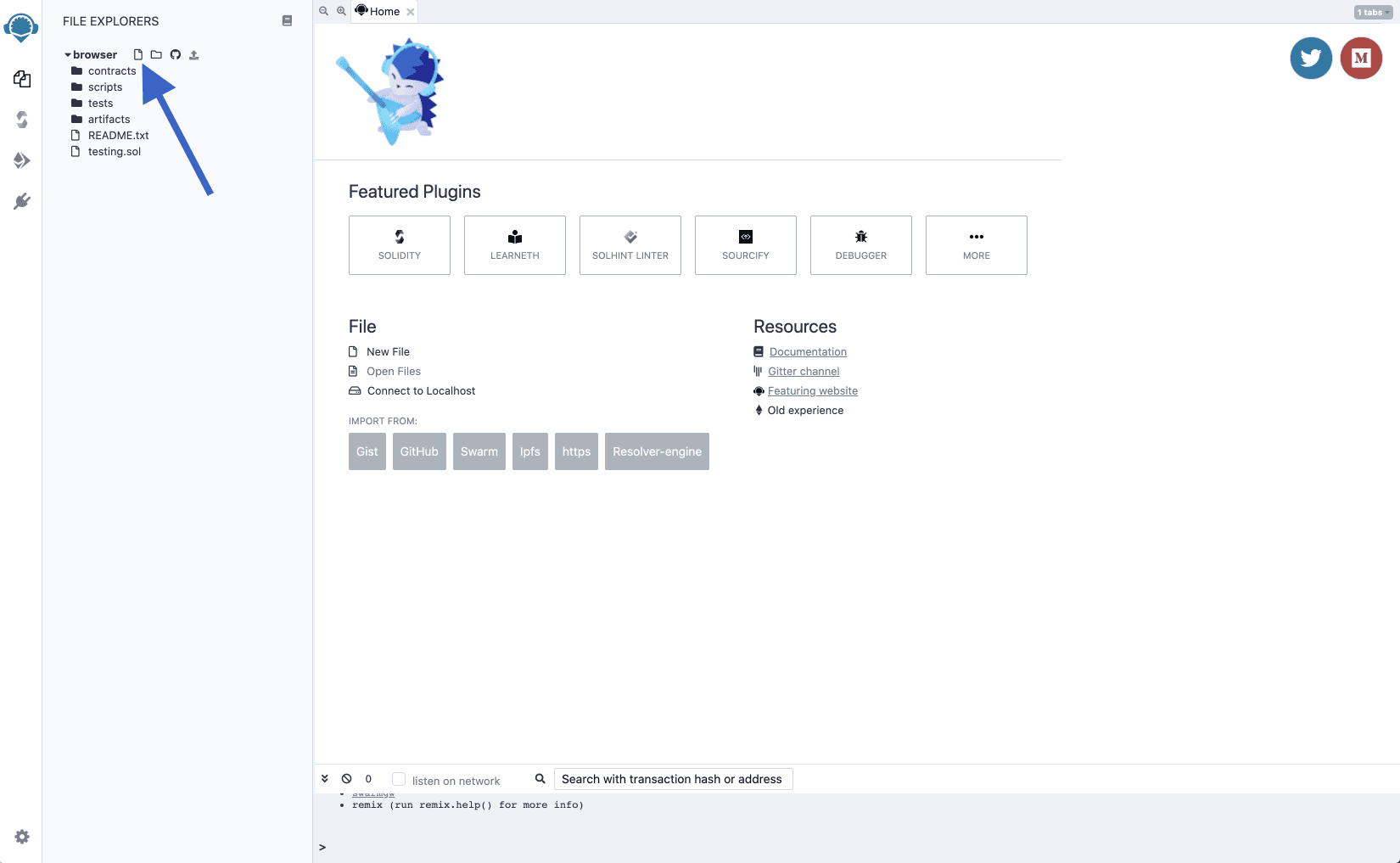 Añadir un nuevo archivo en la interfaz de Remix