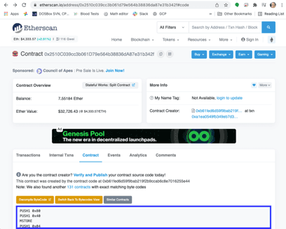 Vista dell'opcode da Etherscan